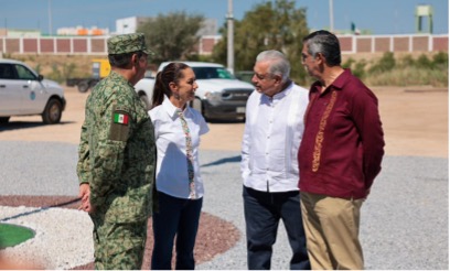 Claudia Sheinbaum Pardo, recorre junto al mandatario Andrés Manuel López Obrador, el nuevo Centro de Aduanas de México, en Nuevo Laredo